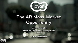 The AR Mass-Market
    Opportunity
          Matt Miesnieks
  Head of Customer Development
            April 2010

        @mattmiesnieks

                                 © 2010, Layar B.V.
 