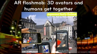 AR ﬂashmob: 3D avatars and
   humans get together




                       Layer developed by TABWorldmedia
                                          © 2010, Layar B.V.
 