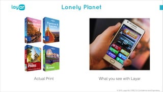 © 2013, Layar B.V. STRICTLY Confidential and Proprietary
Lonely Planet
Actual Print What you see with Layar
 