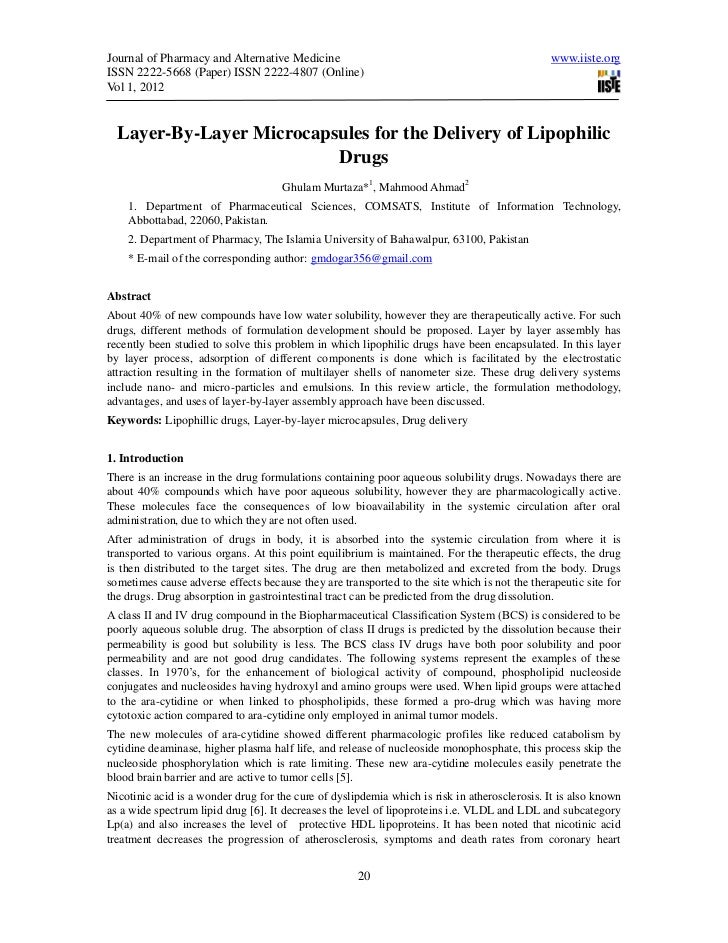 Layer bylayer microcapsules for the delivery of lipophilic drugs