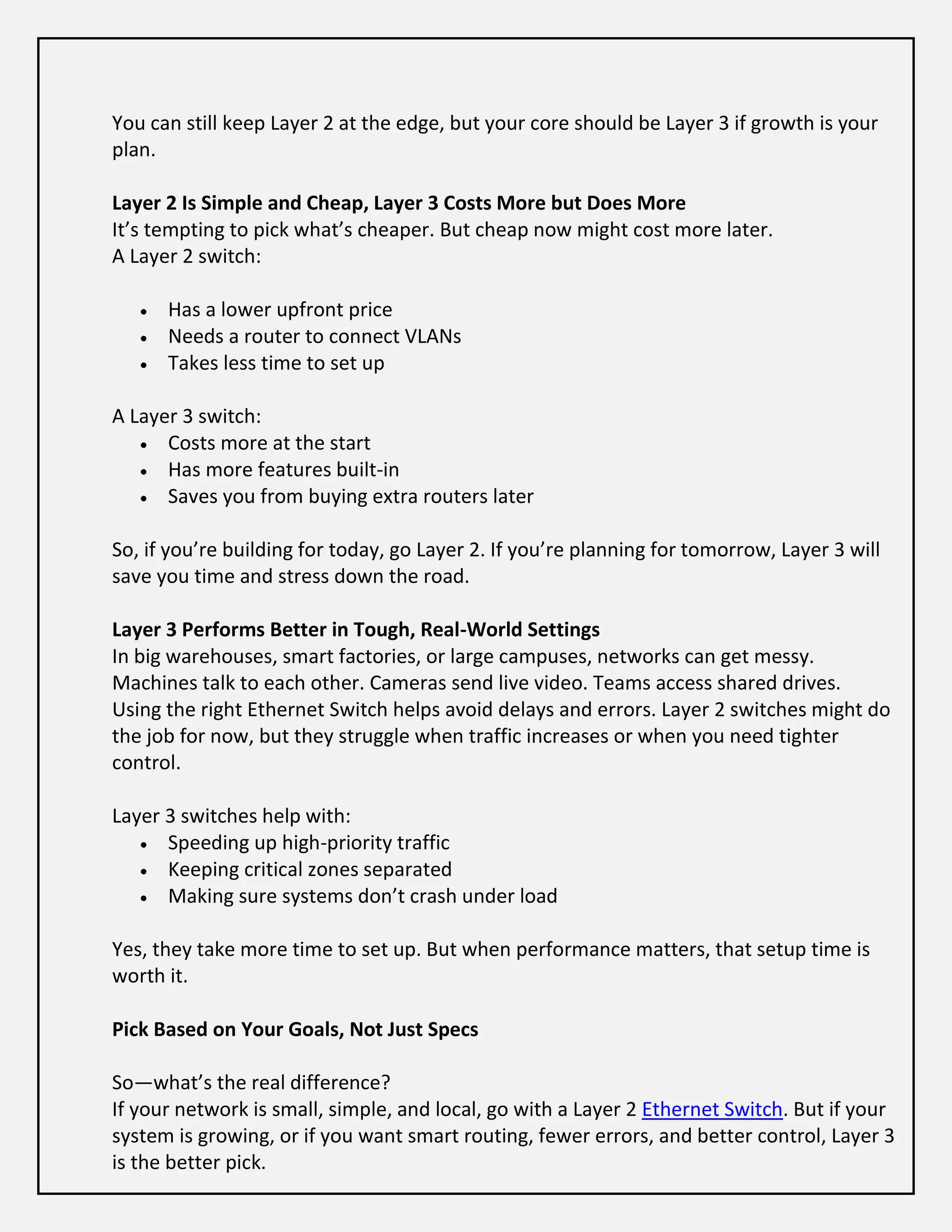 Layer 2 vs Layer 3 Ethernet Switches: What’s the Real Difference? | PDF