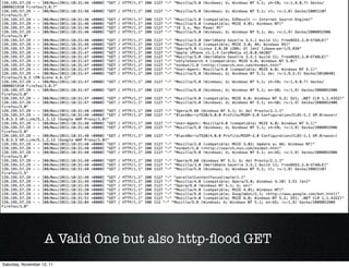 A Valid One but also http-ﬂood GET
Saturday, November 12, 11
 