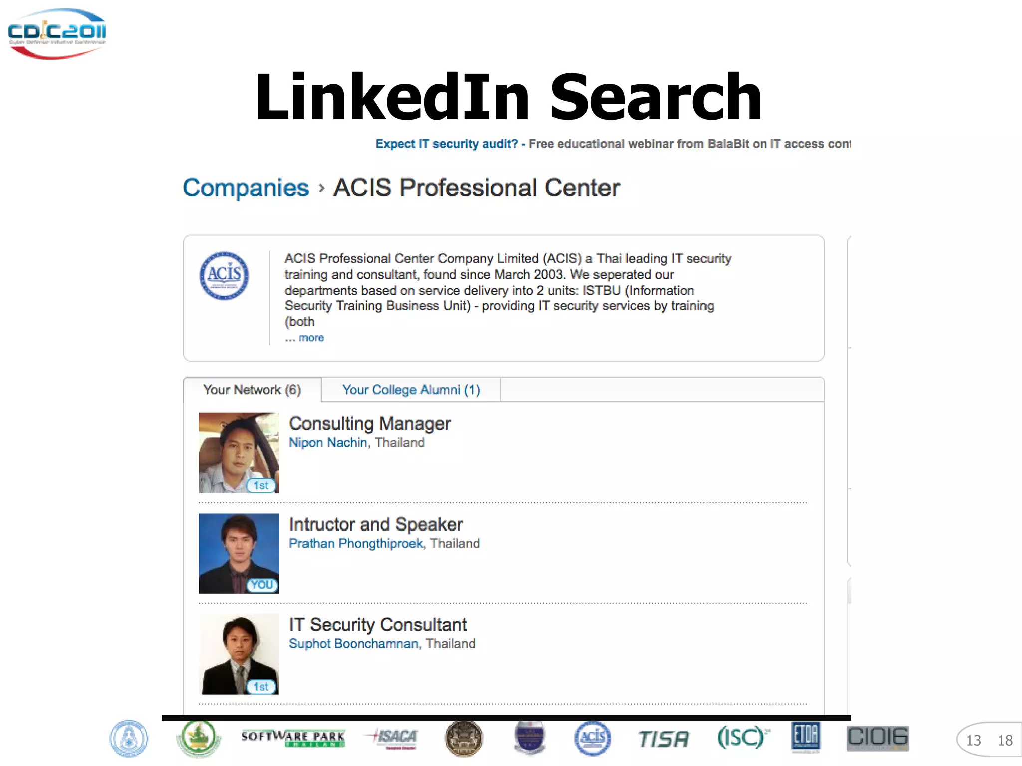 LinkedIn Search




                  13   18
 