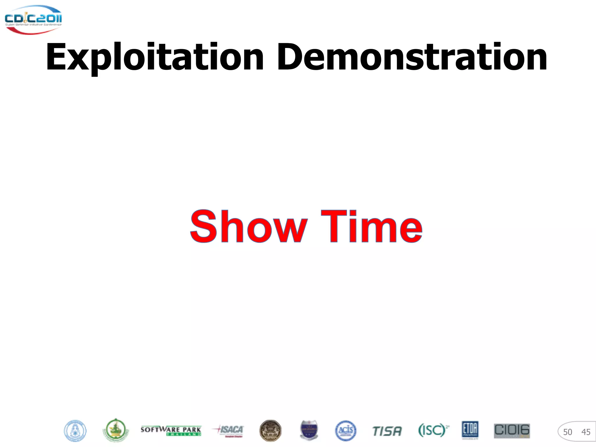 Exploitation Demonstration




                             50   45
 