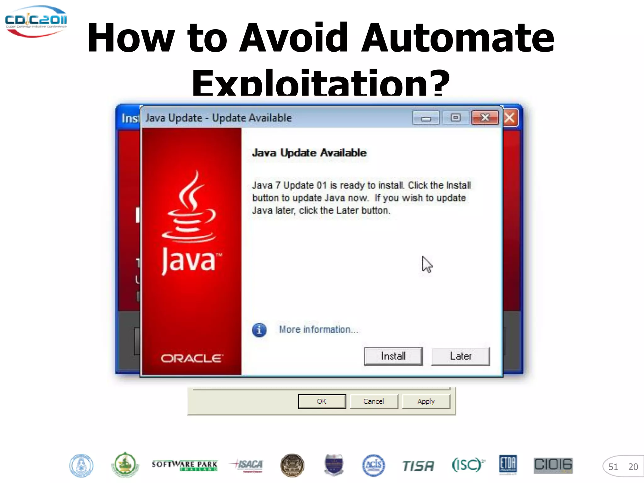 How to Avoid Automate
    Exploitation?




                        51   20
 