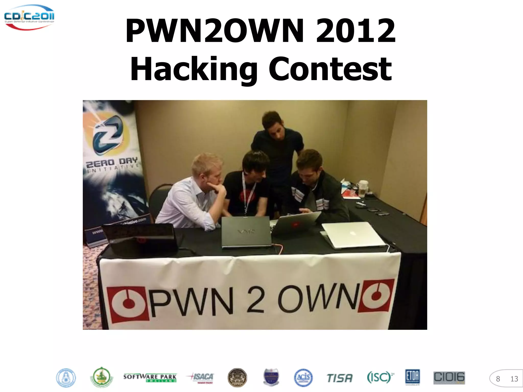 PWN2OWN 2012
Hacking Contest




                  8   13
 