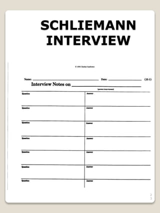 2
3
SCHLIEMANN
INTERVIEW
 