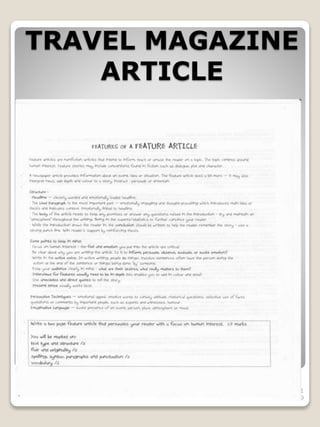 TRAVEL MAGAZINE
ARTICLE
1
9
 