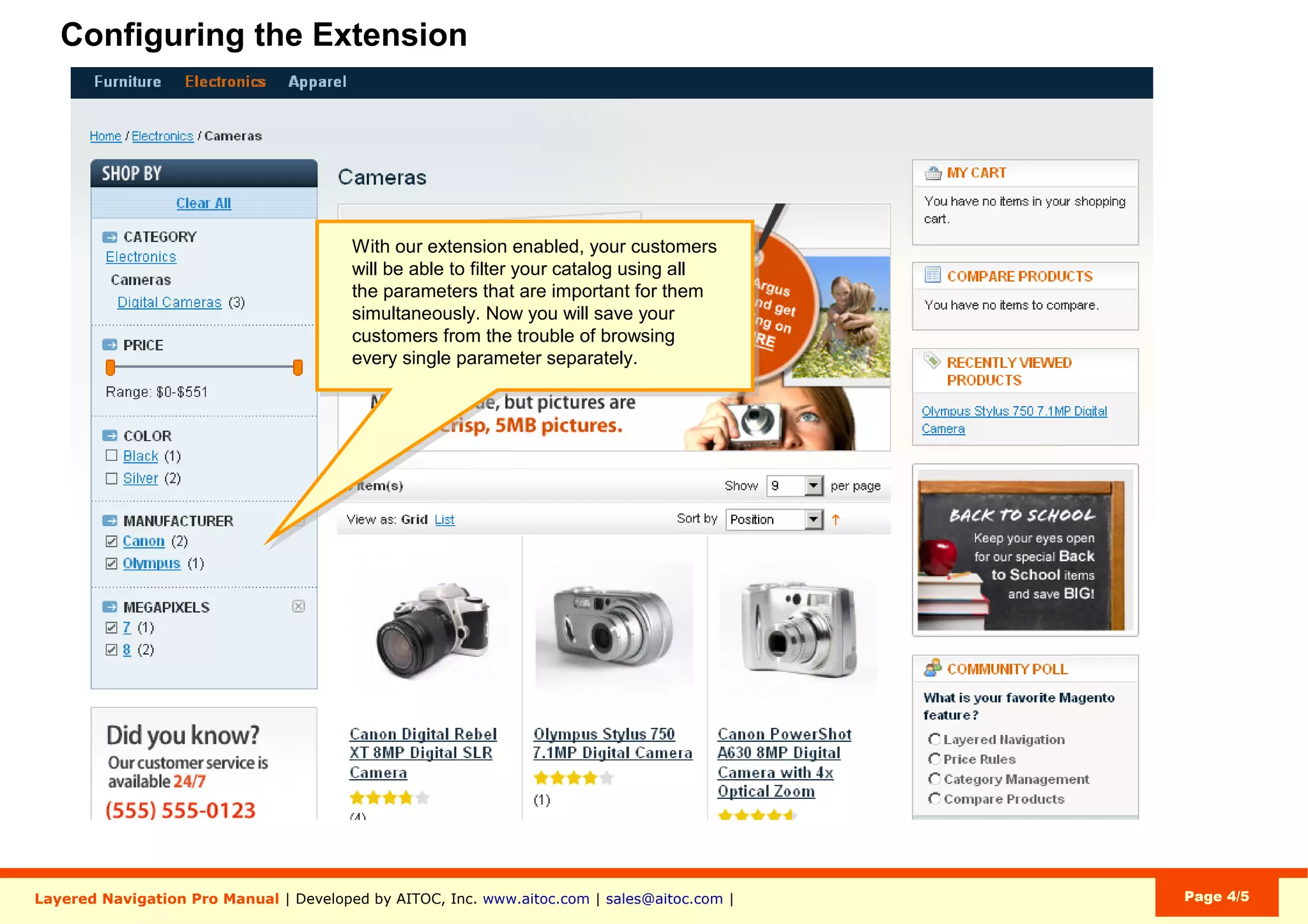 Aitoc1. Enabling the extension in Magento
To enable Layered Navigation for a
Category, select the necessary category
and set “Is Anchor” to “Yes” in Display
Settings.
Catalog > Manage Categories > Display Settings
 