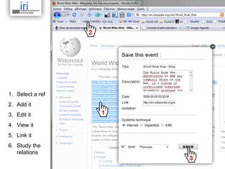 Select a ref Add it Edit it View it Link it  Study the relations 