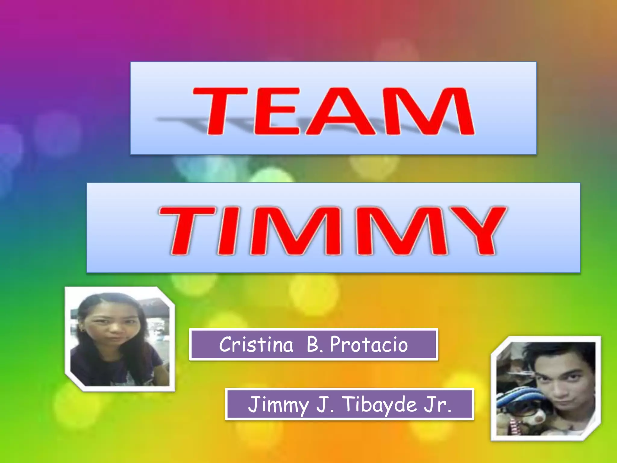 Cristina B. Protacio
Jimmy J. Tibayde Jr.