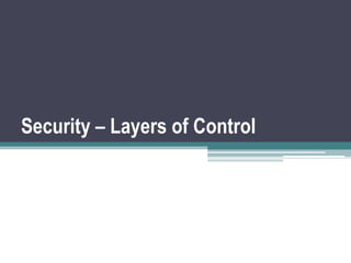 Security – Layers of Control
 