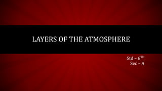 LAYERS OF THE ATMOSPHERE
Std – 6TH
Sec – A
 