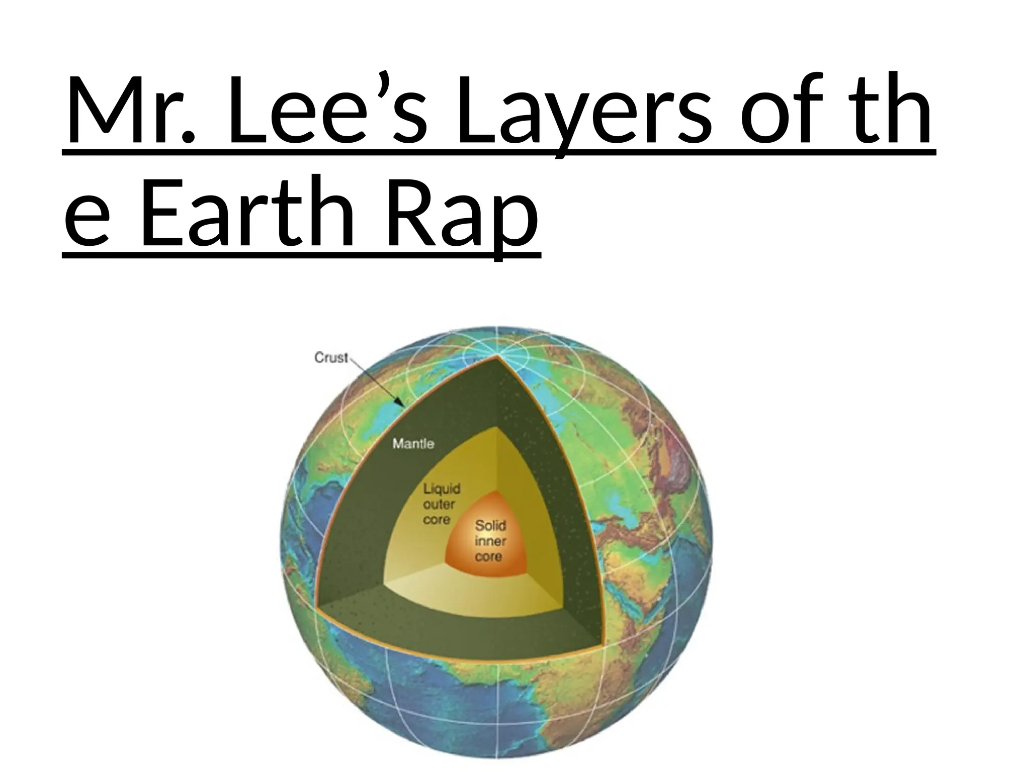Mr. Lee’s Layers of th
e Earth Rap
 