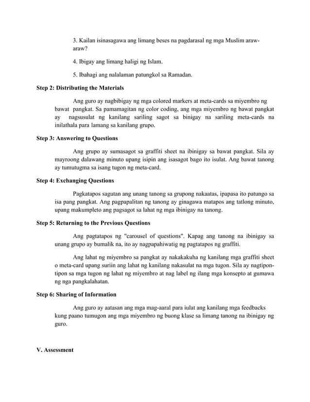 Banghay Aralin sa Araling Panlipunan 8 (Graffiti Model) PDF