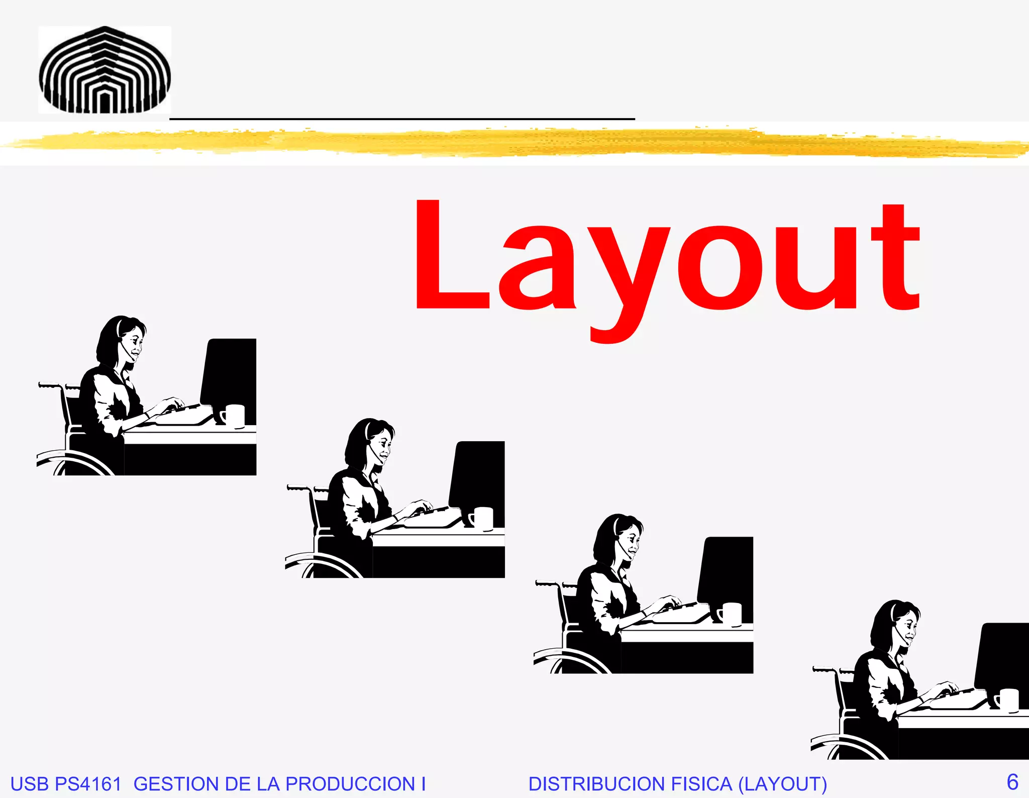 _____________________________




                                   Layout


USB PS4161 GESTION DE LA PRODUCCION I   DISTRIBUCION FISICA (LAYOUT)   6
 