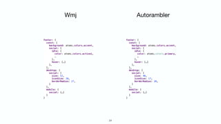 24
AutoramblerWmj
footer: {
const: {
background: atoms.colors.accent,
social: {
idle: {
color: atoms.colors.active1,
…
},
hover: {…}
},
},
desktop: {
social: {
size: 52,
iconSize: 20,
borderRadius: 27,
}
},
mobile: {
social: {…}
}
}
footer: {
const: {
background: atoms.colors.accent,
social: {
idle: {
color: atoms.colors.primary,
…
},
hover: {…}
},
},
desktop: {
social: {
size: 40,
iconSize: 17,
borderRadius: 20,
}
},
mobile: {
social: {…}
}
}
 