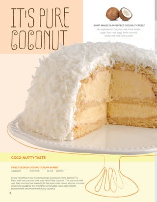 more

unforgettable

CHOCOLATE

“There is nothing better than
a friend, unless it is a
friend with chocolate“
— Linda Grayson (SLT)

BIG BOY ULTIMATE HIGH CHOCOLATE - 5 LAYER
5 Layer	
23000001 	 1/10 inch 	 uncut 	 14 lbs.

CHOCOLATE INDULGENCE - 3 LAYER
3 Layer 	
24091402	 2/10 inch	
14 cut	 13.8 lbs.

TOWERING MEGA BITE MILKY WAY - 5 LAYER
5 Layer 	
2330001	 1/10 inch	
uncut	 13.8 lbs.

CHOCOLATE INDULGENCE - 2 LAYER
2 Layer 	
25051602 	 2/10 inch 	 16 cut	
2 Layer 	
25052002 	 2/10 inch 	 20 cut 	

MEGA BITE MILKY WAY - 3 LAYER
3 Layer 	
24301402	 2/10 inch	

11 lbs.
11 lbs.

14 cut	

15 lbs.

ULTIMATE CHOCOLATE - 3 LAYER
3 Layer	
24001402 	 2/10 inch 	

14 cut 	

18 lbs.

ULTIMATE CHOCOLATE - 2 LAYER
2 Layer	
24051402 	 2/10 inch 	

14 cut 	

12 lbs.

THE POWER OF CHOCOLATE
CHOCOLATE INDULGENCE CAKES - 3 & 2 LAYER
Delicious chocolate cake layers filled with our scratch made
hot chocolate pudding and covered in rich dense chocolate
fudge frosting. Love!

11

TOWERING AND MEGA BITE MILKY WAY CAKES - 5 & 3 LAYER
Deep chocolate layers layered with rich chocolate fudge and
smooth velvety caramel pudding. The cake is then covered in
more chocolate fudge frosting and caramel ganache. Out of
this world captivating!

ULTIMATE CHOCOLATE CAKES - 5, 3 & 2 LAYER
Our scratch made chocolate cake layers are baked with the
finest rich cocoa. We fill our cake layers with scratch made
hot chocolate pudding, cover our cake with our deep rich
scratch made chocolate fudge, and top the cake with
chunks of chewy brownies and chocolate ganache...then
we decided to add chocolate chips. Chocolate Devotion!

12

 