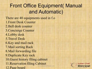 LAYOUT AND SECTIONS OF FRONT OFFICE | PPTX