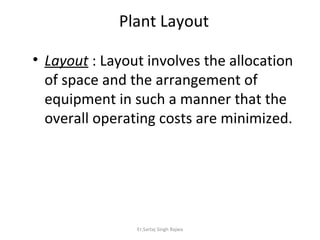 [object Object],Plant Layout Er.Sartaj Singh Bajwa 