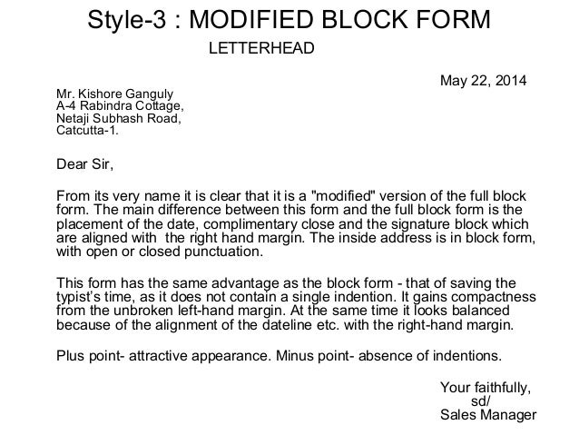 Layout of business letters