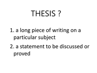 Layout of Ph D Thesis | PPT