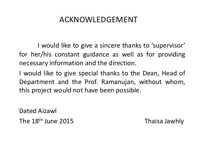 dissertation acknowledgement supervisor