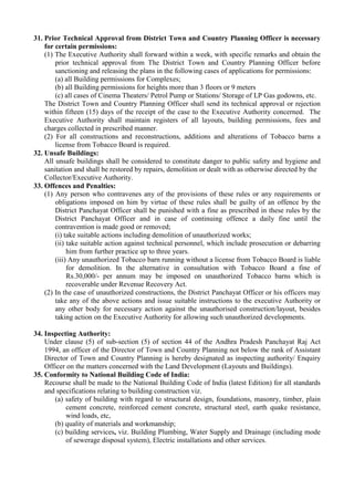 31. Prior Technical Approval from District Town and Country Planning Officer is necessary
for certain permissions:
(1) The...