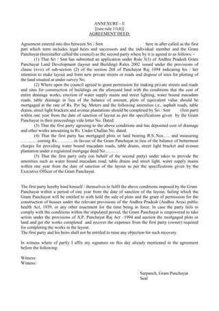 ANNEXURE - E
[(see rule 11(4)]
AGREEMENT DEED.
Agreement entered into this between Sri / Smt here in after called as the f...