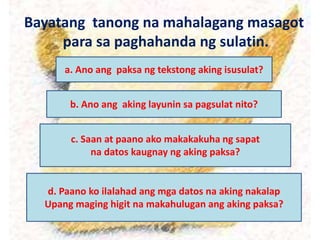 Iba't Ibang Layunin Ng Pagsulat