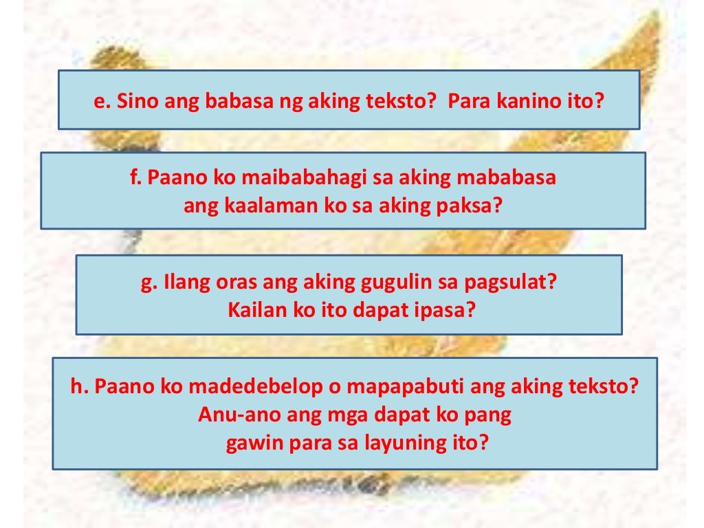 Layunin sa pagsulat -Filipino