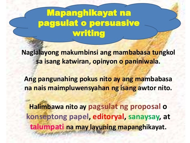 Layunin sa pagsulat -Filipino