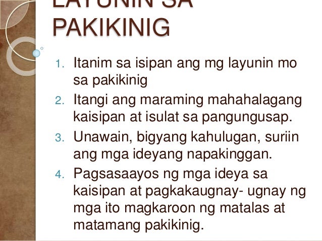 Uri Ng Pakikinig Ayon Sa Layunin