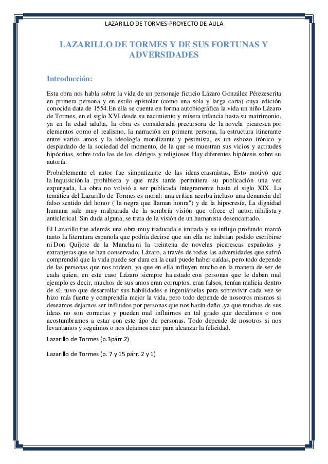Lazarillo de tormes y de sus fortunas y adversidades 