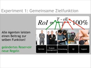 Experiment 1: Gemeinsame Zielfunktion
Alle Agenten leisten
einen Beitrag zur
selben Funktion!
geändertes Reservoir
neue Regeln
 