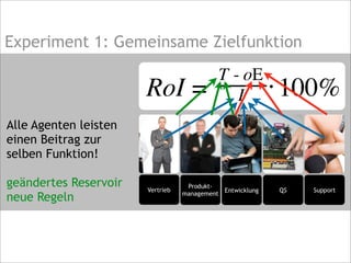 Experiment 1: Gemeinsame Zielfunktion
Alle Agenten leisten
einen Beitrag zur
selben Funktion!
geändertes Reservoir
neue Regeln
 