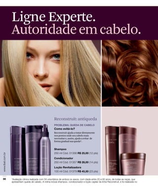 Reconstruit ajudaatratardiretamente
nospontosondeseucabelomais
necessitare,assim,ajudaaevitar de
formagradualsuaqueda*.
Reconstruit: antiqueda
Ligne Experte.
Autoridadeemcabelo.
 