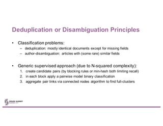 Deduplication or Disambiguation Principles
• Classification problems:
– deduplication: mostly identical documents except f...
