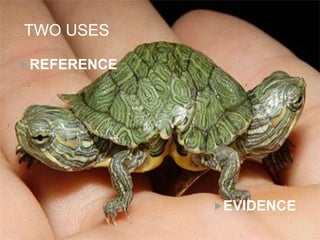 TWO USES
REFERENCE

EVIDENCE

 