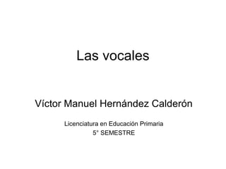 Las vocales


Víctor Manuel Hernández Calderón
     Licenciatura en Educación Primaria
               5° SEMESTRE
 