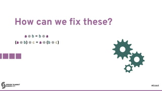 #EUds5
How can we fix these?
21
a ⊕ b = b ⊕ a
(a ⊕ b) ⊕ c = a ⊕ (b ⊕ c)
 