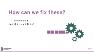 #EUds5
How can we fix these?
22
a ⊕ b = b ⊕ a
(a ⊕ b) ⊕ c = a ⊕ (b ⊕ c)
 