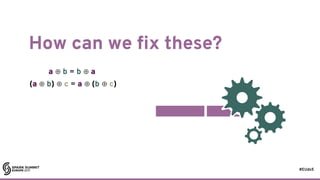 #EUds5
How can we fix these?
23
a ⊕ b = b ⊕ a
(a ⊕ b) ⊕ c = a ⊕ (b ⊕ c)
 