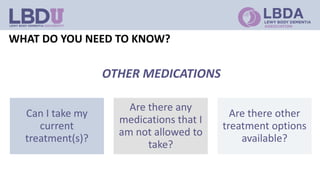 WHAT DO YOU NEED TO KNOW?
Can I take my
current
treatment(s)?
Are there any
medications that I
am not allowed to
take?
Are there other
treatment options
available?
OTHER MEDICATIONS
 