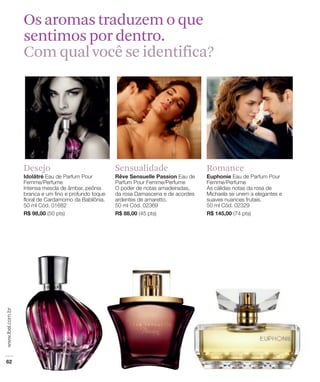Os aromas traduzem o que
sentimos por dentro.
Com qual você se identifica?




Desejo       Sensualidade   Romance
 