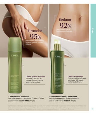 Redutor
                              92%
                           perceberam que as
  Firmador                 medidas diminuíram**



     95%
perceberam mais firmeza
em seus quadris, coxas e
glúteos.*
 