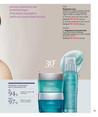 _Atenua a aparência das                   Dia
 primeiras rugas.
_Hidratação reparadora.
_Melhora a elasticidade da pele.



                                          Noite




                              30   anos




94%
97%
 