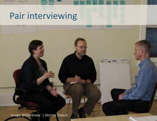 Pair	
  interviewing	
  




Image	
  @thinknow	
  	
  |	
  Atomic	
  Object	
  
 