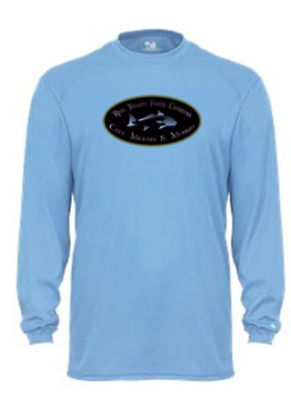 L blue custom fishing shirt
