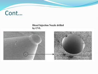 Cont…
Diesel Injection Nozzle drilled
by CVL
 